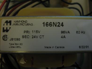 Label on the transformer used in the homemade/DIY 24 volt power supply