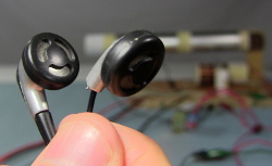 Earbuds/iPhone earpods for use with crystal radio.