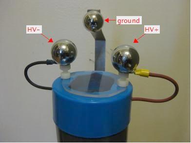 Output terminals for the positive/negative high voltage power supply.