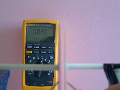 Measuring capacitance of air capacitor.