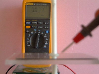 Getting relative capacitance value before making lucite 
      acrylic capacitor measurements.