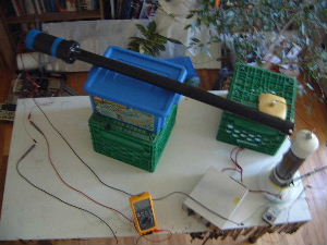 The complete setup for testing the breakdown votlage/
      dielectric strength.