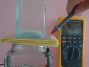 A sample measurement of capacitance using a digital multimeter.