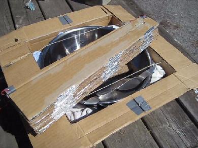 The whole solar cooker prior to assembly is fairly compact.