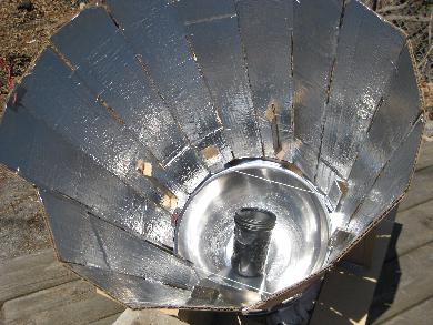 Looking down the cone of my first solar cooker.