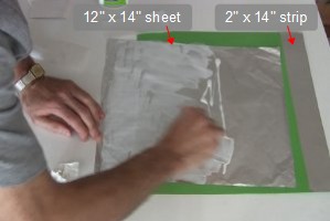 Spreading glue on the dull side of the aluminum foil for a
      Copenhagen solar cooker's reflector.