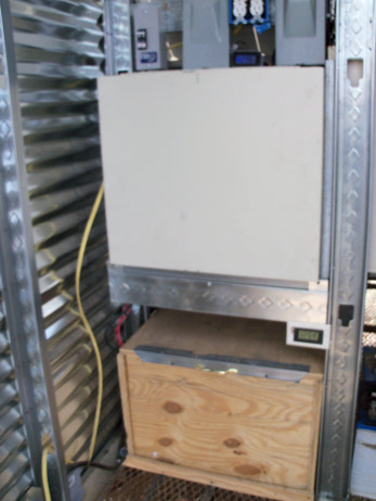 The inside of the mobile off-grid solar power system trailer.
