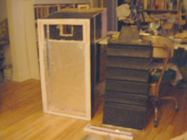 Front views of the outer box on the left and the absorber on the right.