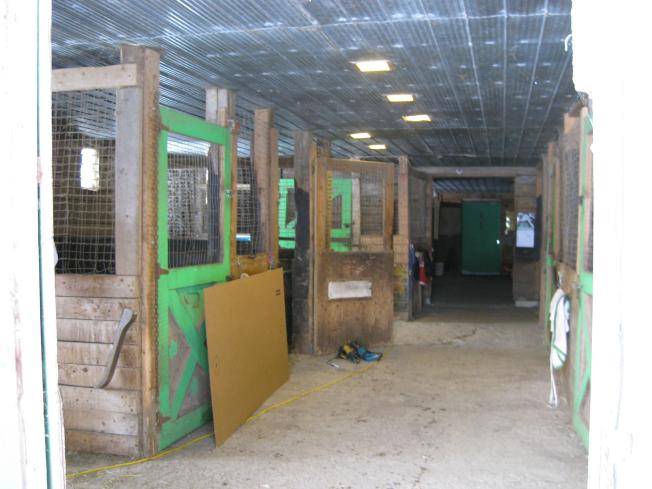 Inside the horse barn.