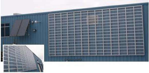 Enerconcept Technologies Inc Lubi solar air heater on a wall.