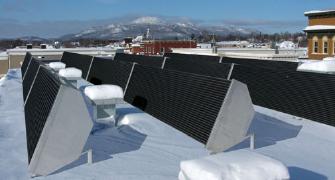 Luba Solar system mounted on a flat roof.
