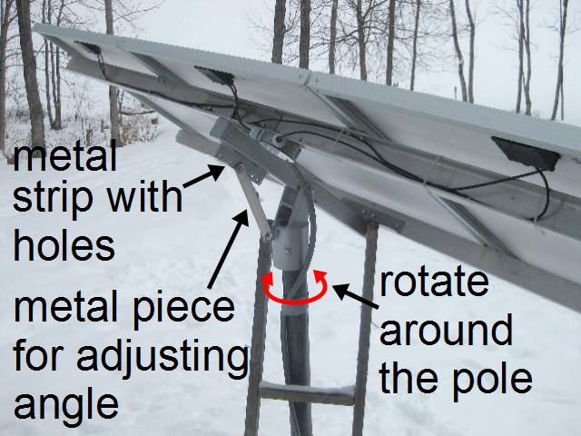 How to adjust the small pole mounted solar array.