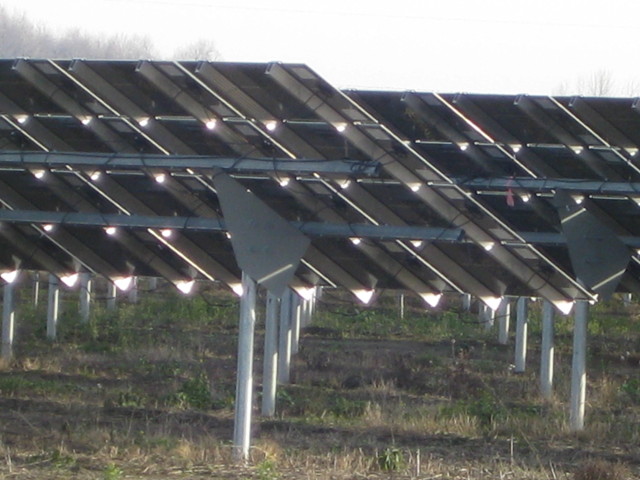 Rear view of a rack at the Arnprior solar farm.