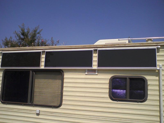 Solar panels on RV in the closed position.