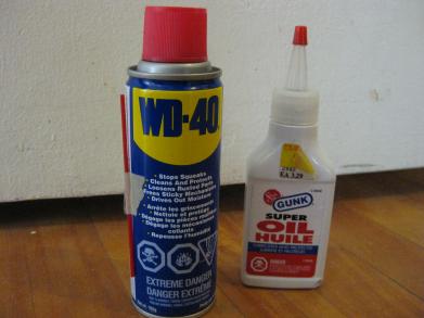 WD-40 and bicycle oil.