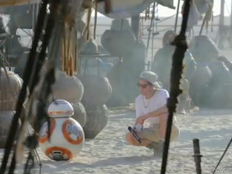 BB-8 in the dessert with J.J. Abrams.