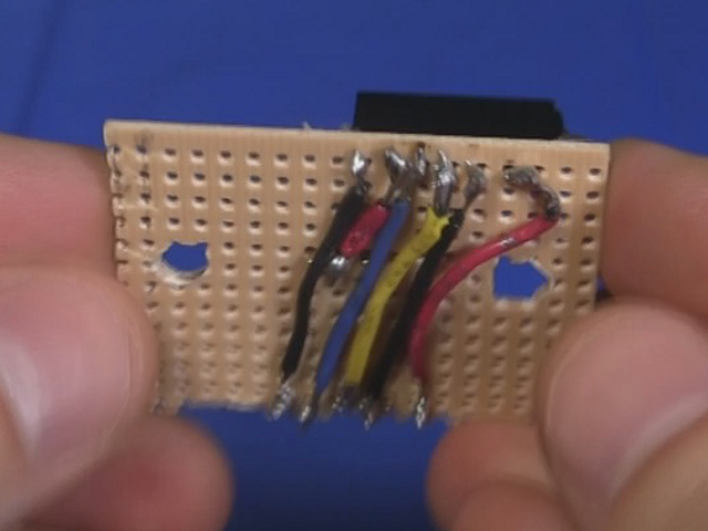 Wiring on the bottom of the board.