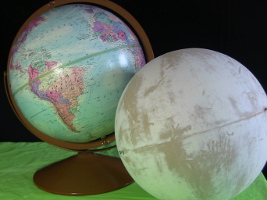 A cardboard globe before.