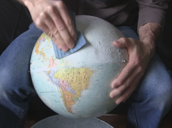 Sanding the world map from BB-8's globe.