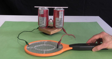 Powering Franklin's bell using an electric fly swatter/zapper 
      racket.