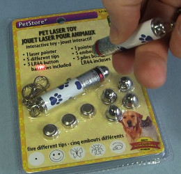 Cheap Pet Laser Toy with laser diode and batteries inside.
