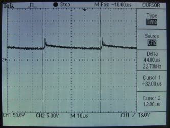 Oscilloscope output showing the voltage.