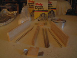 The parts needed for the plaster of paris mold.