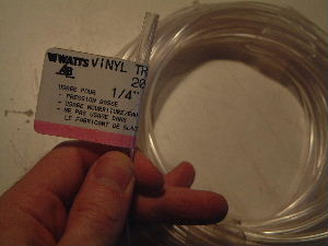The vinyl tube to be used for the outer electrode for the 
      electric field thruster.