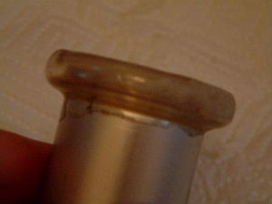Side view of the resin hardened on the outer electrode for 
      the electric field thruster.