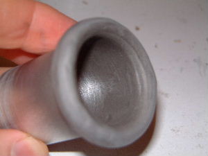 Inside view of the vinyl tube after sanding and painting.
