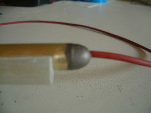 Painted endcap with wire for inner electrode.