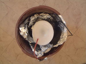 The wax poured in the mold showing the shrinkage in the center.