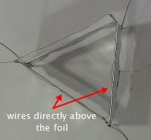 Lifter/ionocraft wire directly above the foil.