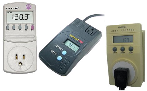 Sample watt meters: KILL A WATT, watts up? PRO, LA CROSSE.