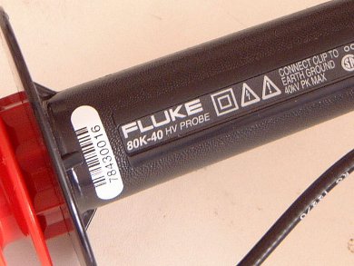 Label on the Fluke 80k-40 40kV high voltage probe.