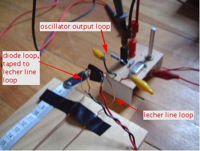 The lecher line loop and UHF oscillator loops spaced apart so you 
      can see them better.