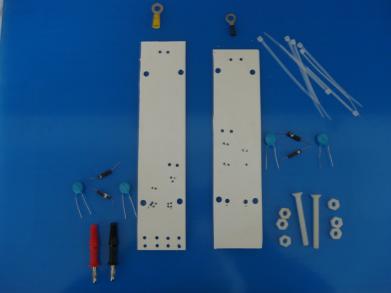 The parts for the positive/negative Cockroft-Waltong voltage multiplier circuit boards.