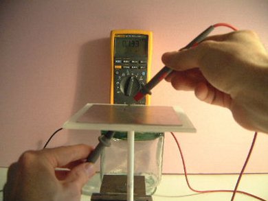 Measuring the capacitance of a paraffin wax dielectric 
      capacitor with a digital multimeter (DMM).