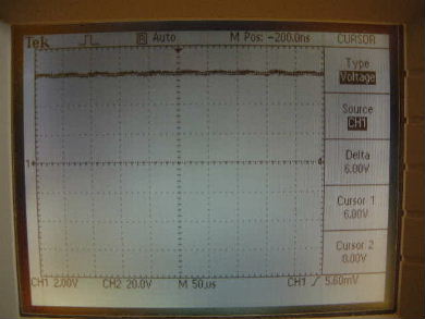High voltage on an oscilloscope for making electret on oscilloscope.