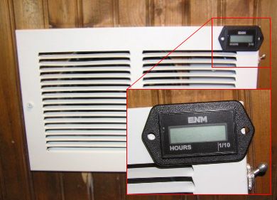 Can solar air heater air input located near bottom of wall with Grainger hour meter.