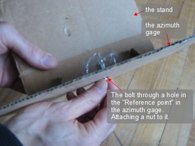 Attaching the stand to the azimuth gage.