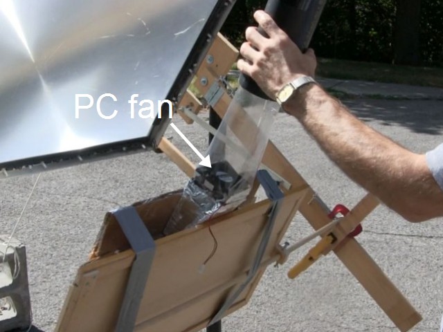 Mini solar tower with PC fan.