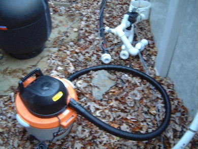 A shop vac used for blowing/sucking water from solar heater system pipes.