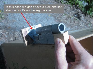 Using a hollow tube to line up with the sun.
