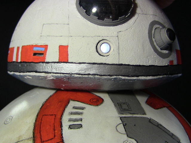 BB-8's head on the ball showing how it's held on.