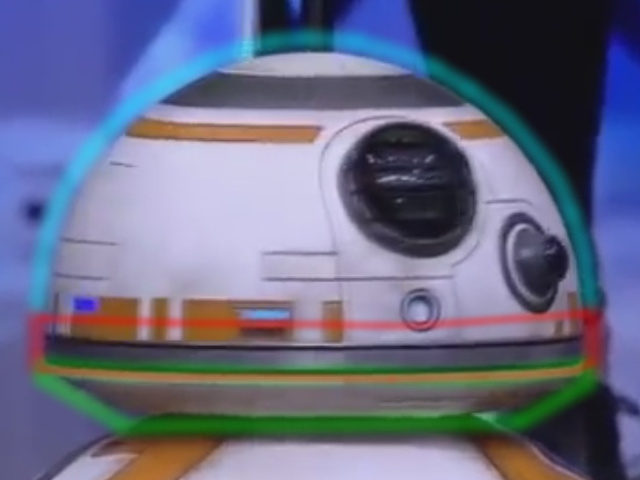 The three sections of BB-8's head.