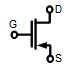 Electronic symbol for a MOSFET N-channel, enhancement-mode, no bulk