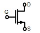 Electronic symbol for a MOSFET P-channel, enhancement-mode, no bulk