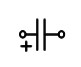 Electronic symbol for a polarized capacitor (e.g. electrolytic)