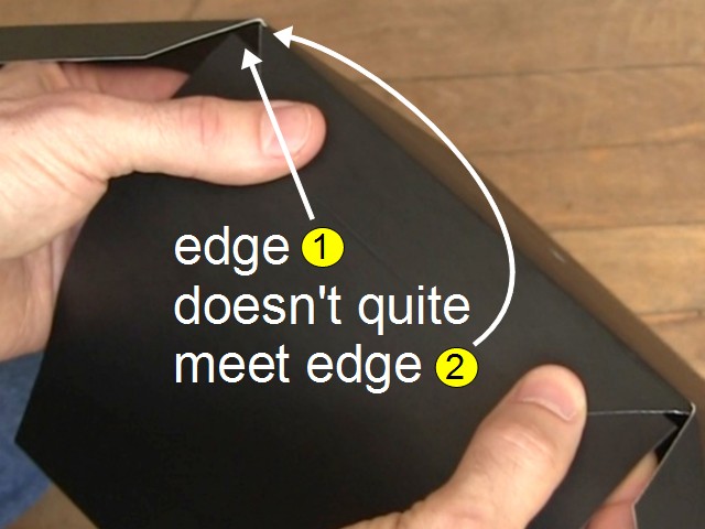 Showing holes left where the edges don't quite meet at the corners.